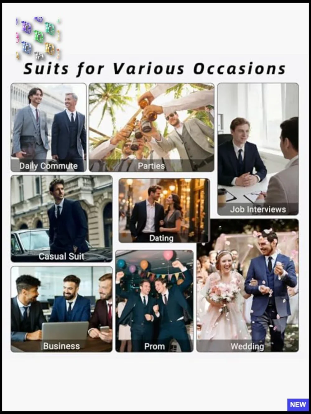 Slim Fit Three Piece Suit Set Classic Elegant Business Wedding Tuxedo